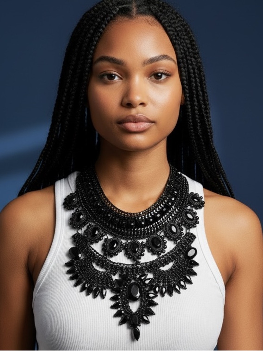 ❤️ Bohemian Vintage Retro Elaborate Black Collar Metallic Stmt Necklace
